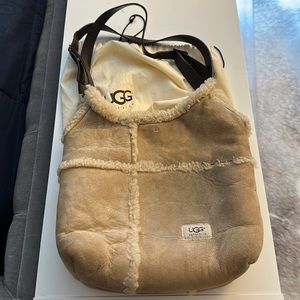 Ugg shearling small tote with adjustable leather straps and dust bag